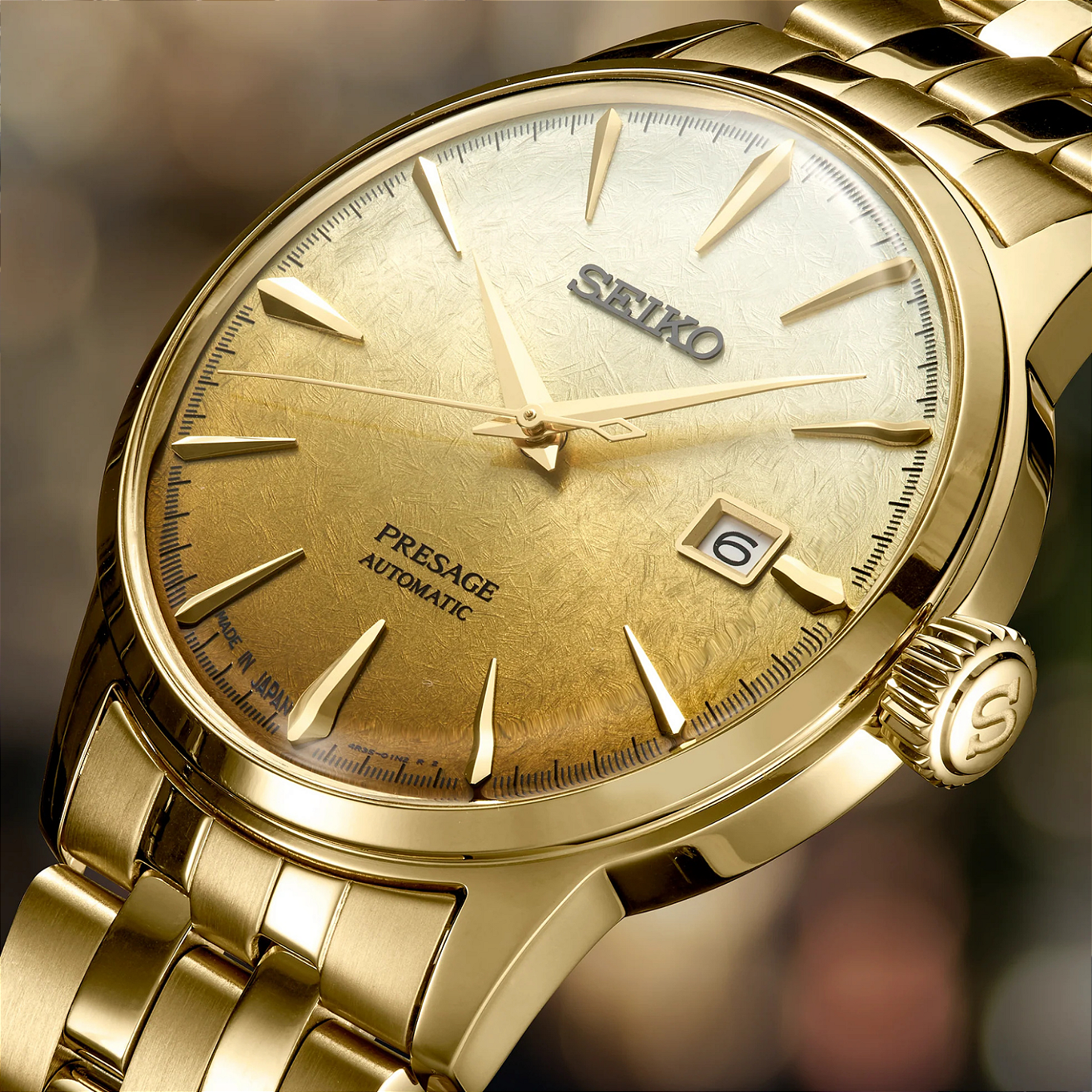SEIKO Presage 自動巻き時計 シルバー/ゴールド Relógio Seiko Presage Cocktail Time SRPK46 com mostrador cor ouro