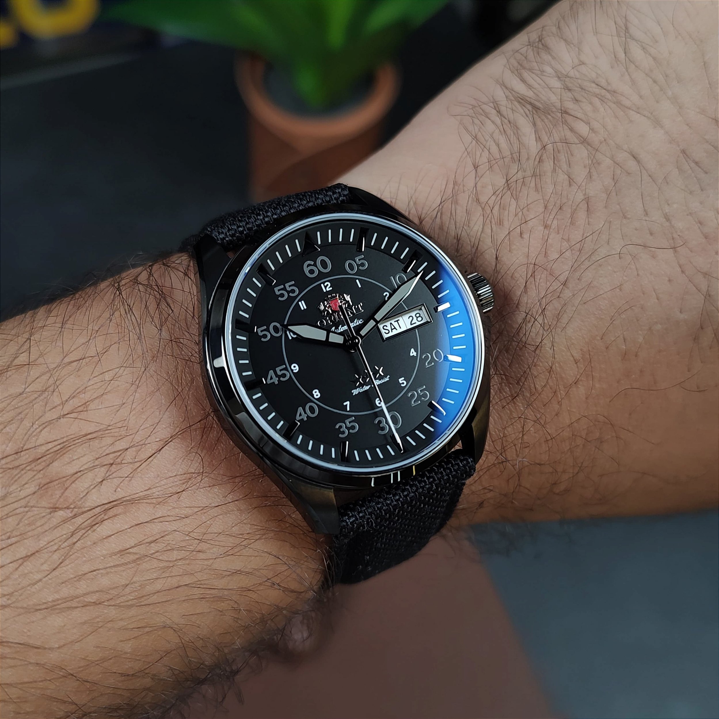 Relógio Orient Sport Air Preto Pulseira Nylon YN6YN009 P2PX 41mm