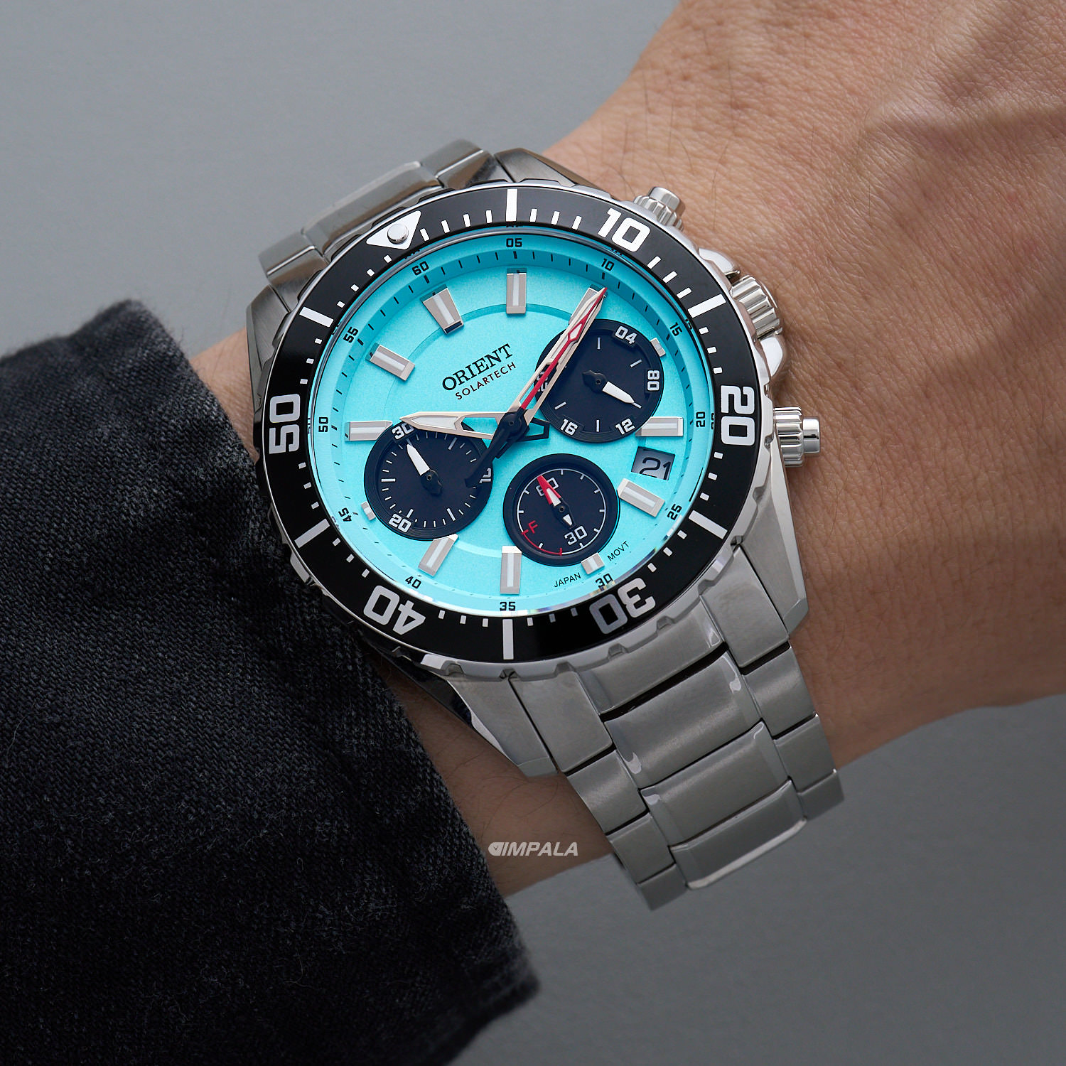 Relógio Orient Solartech Azul-Celeste MBSSC288 A1SX 43mm