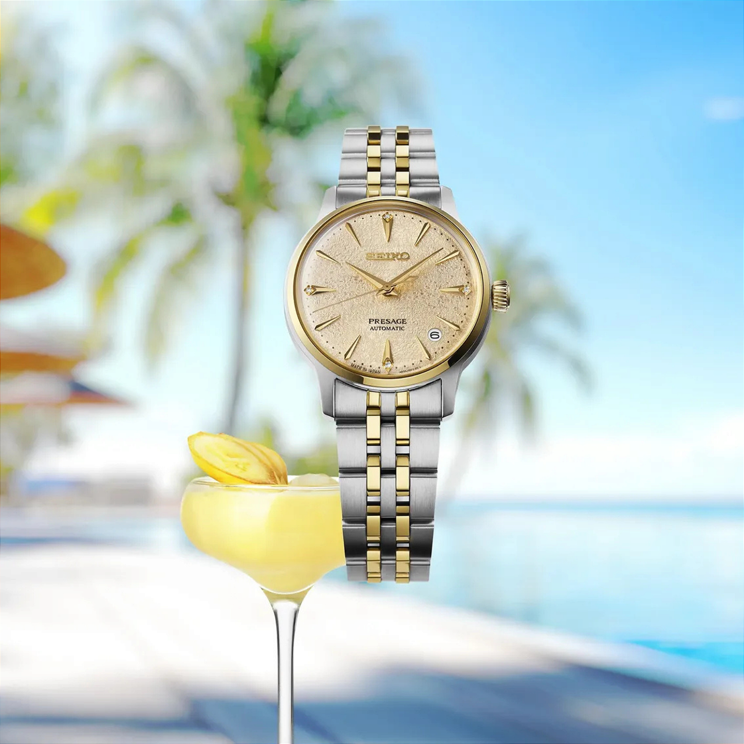 SEIKO PRESAGE 自動巻き Seiko Presage SRPL64 Frozen Daiquiri IP Gold 34mm - Relojoaria