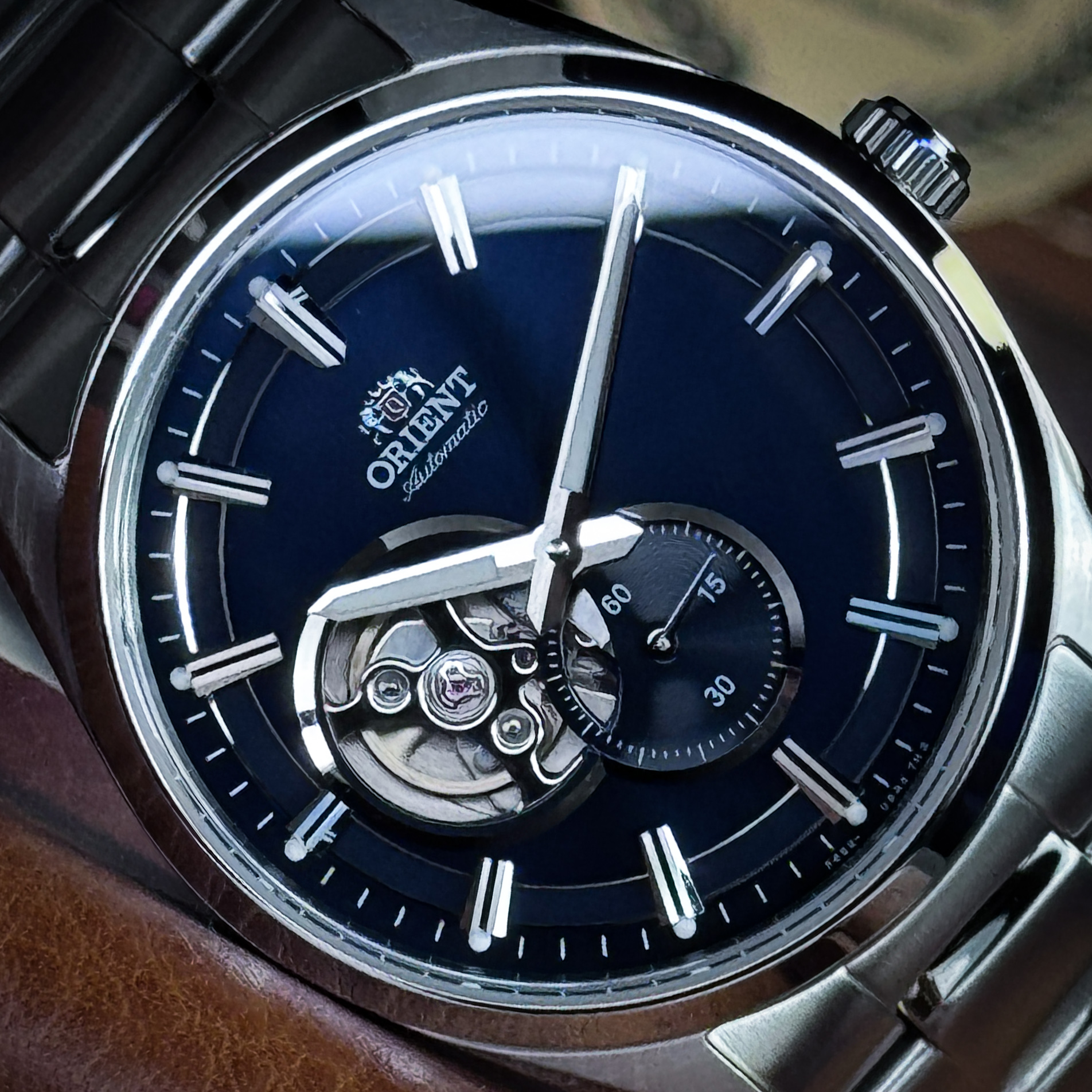 Orient RA-AR0002B30B Semi-esqueleto Azul com Pequenos Segundos
