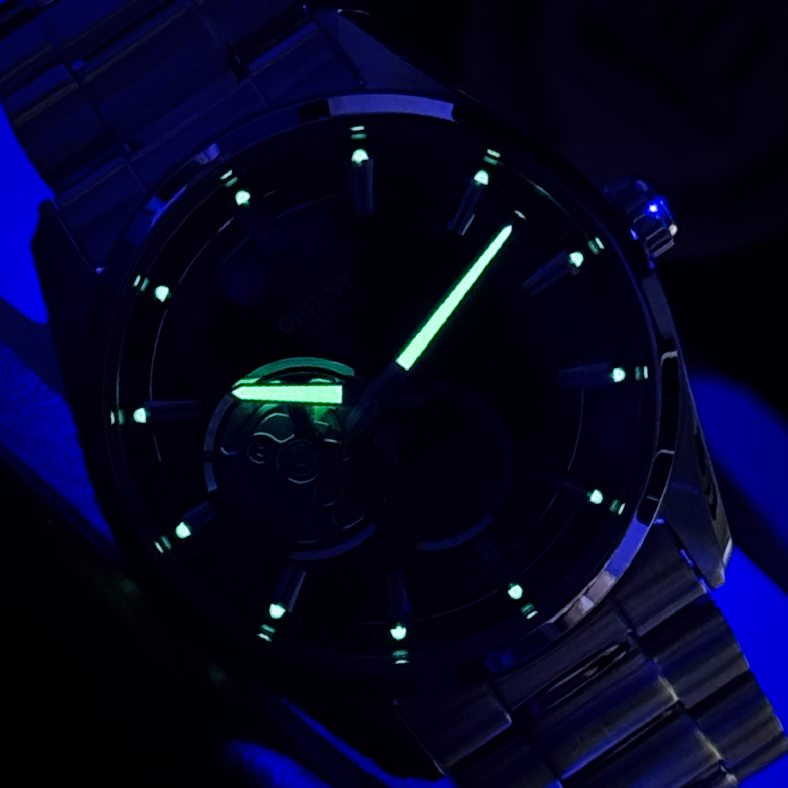 Orient RA-AR0002B30B Semi-esqueleto Azul com Pequenos Segundos