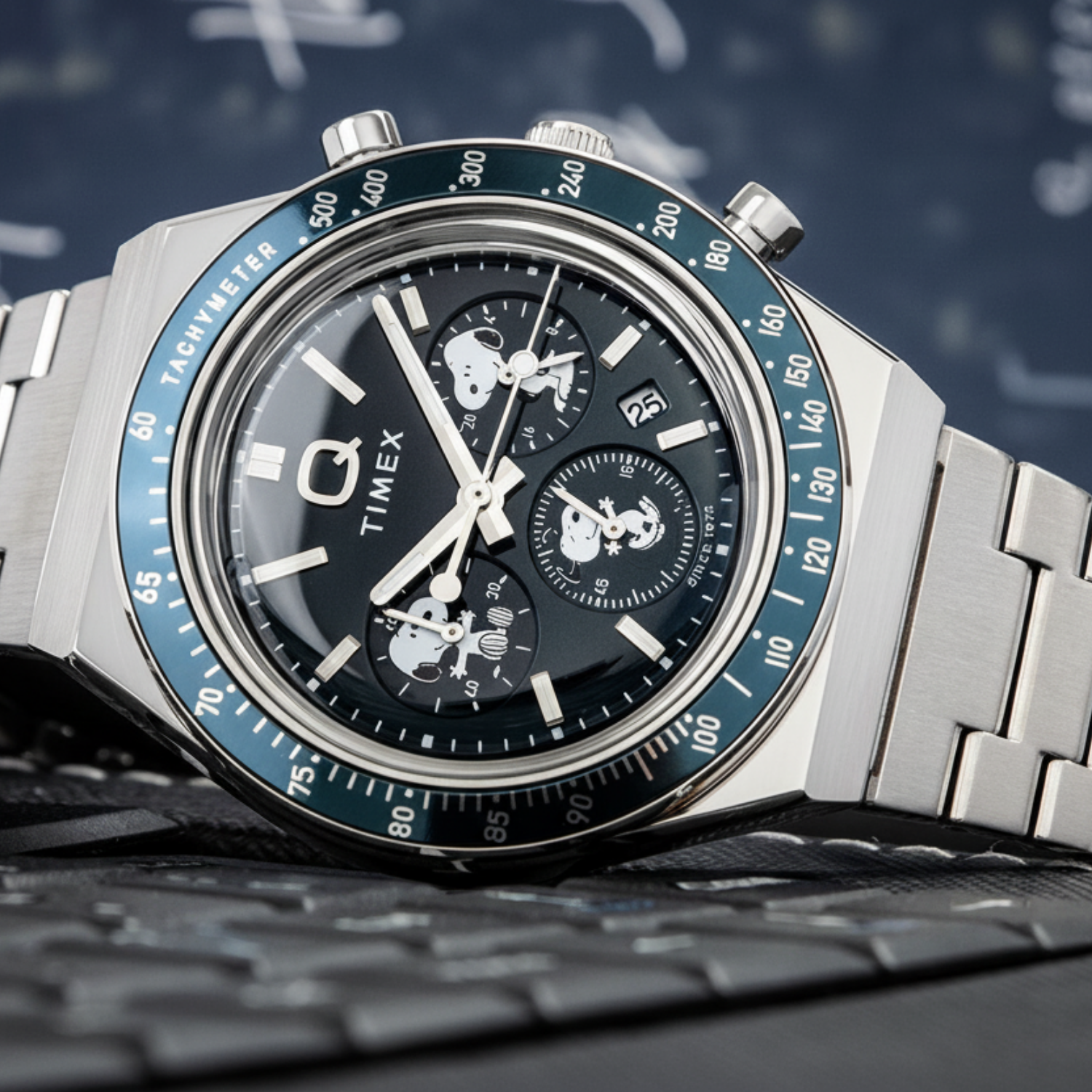Relógio Q Timex x Peanuts TW2Y45300 Azul 41mm Quartzo - Relojoaria