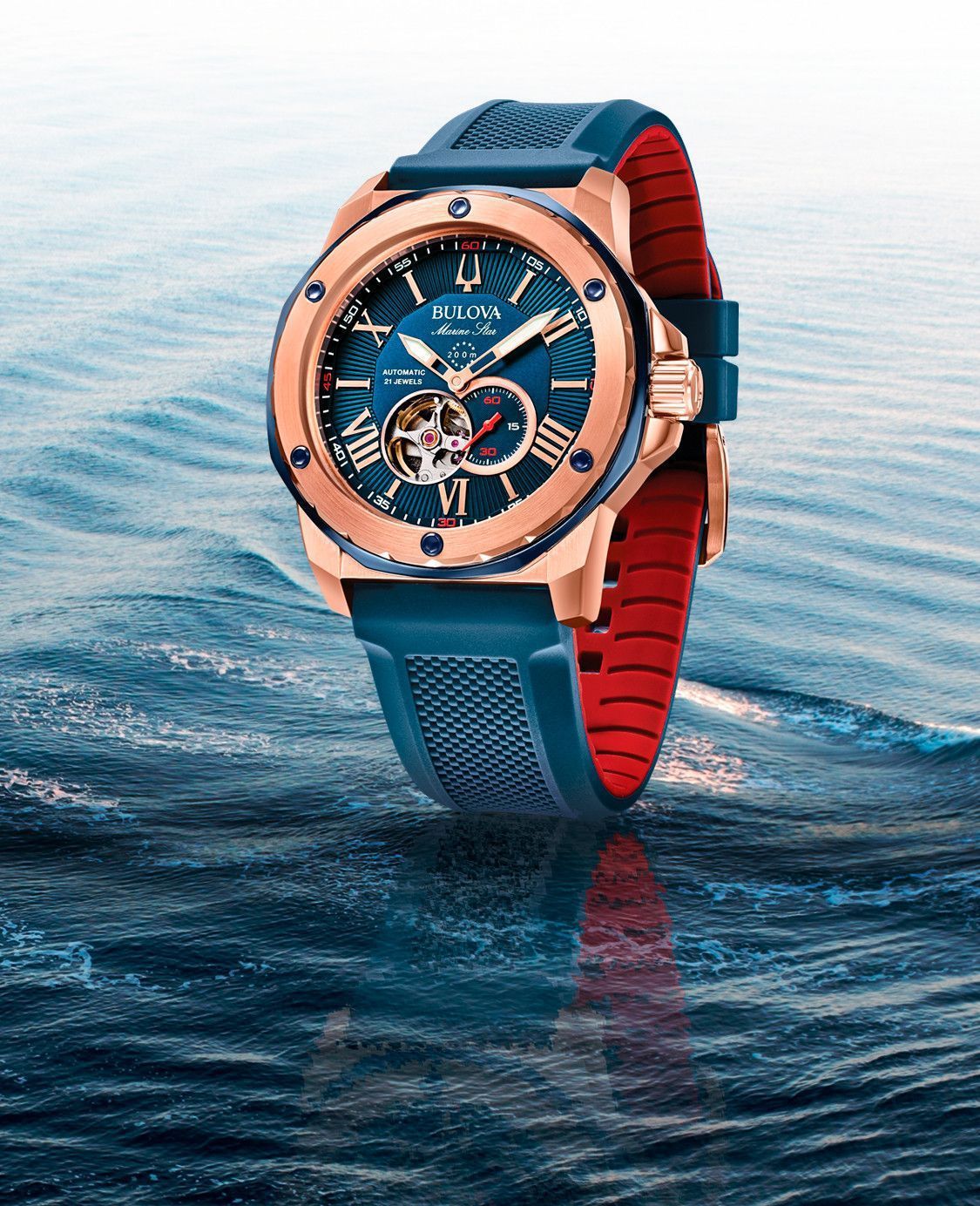 Bulova 98A227 – Marine Star automático azul 200M - Relojoaria