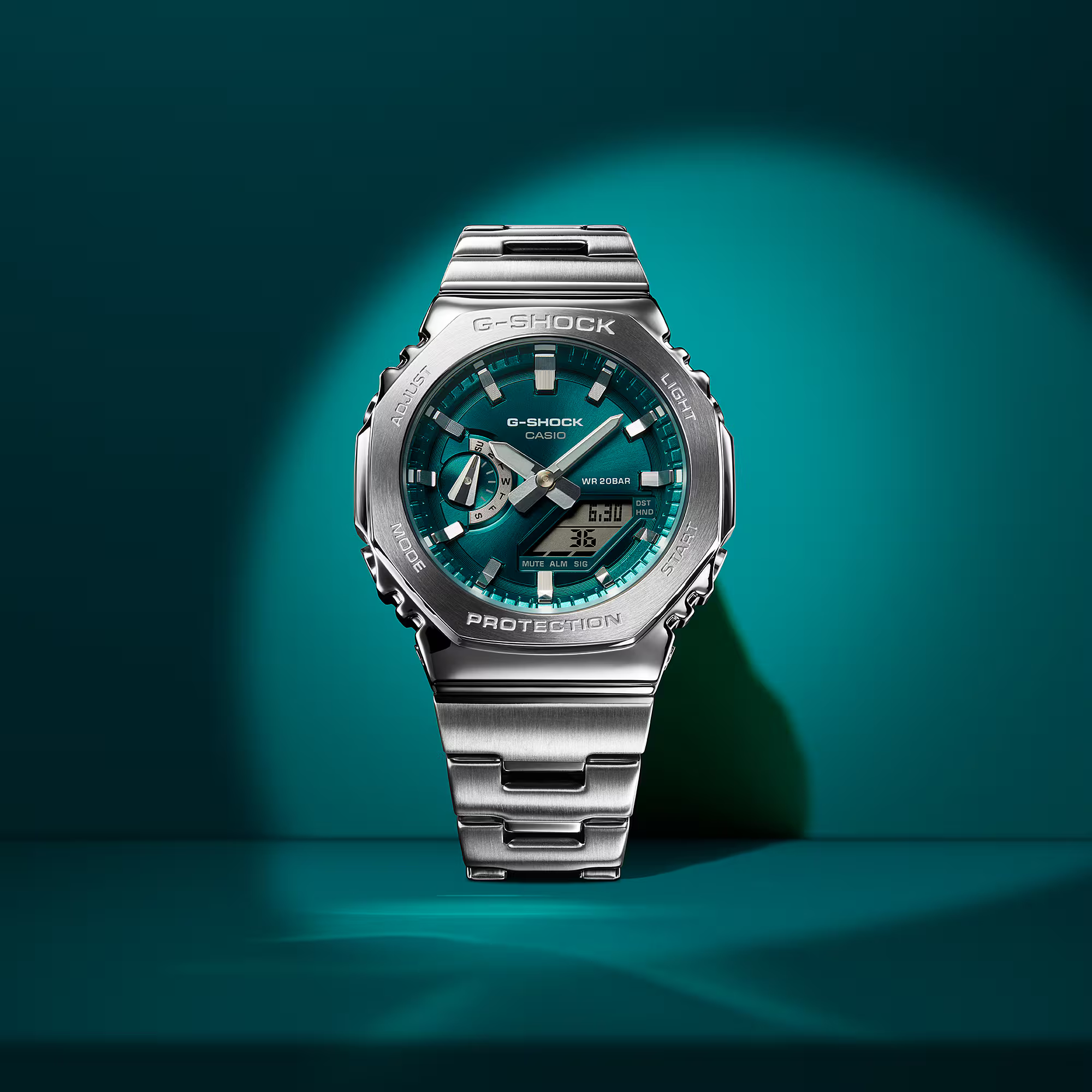 く*つ様 CASIO G-SHOCK GM-2110D G-SHOCK GM-2110D-3A1DR Aço Inoxidável, LED Duplo e 200m de