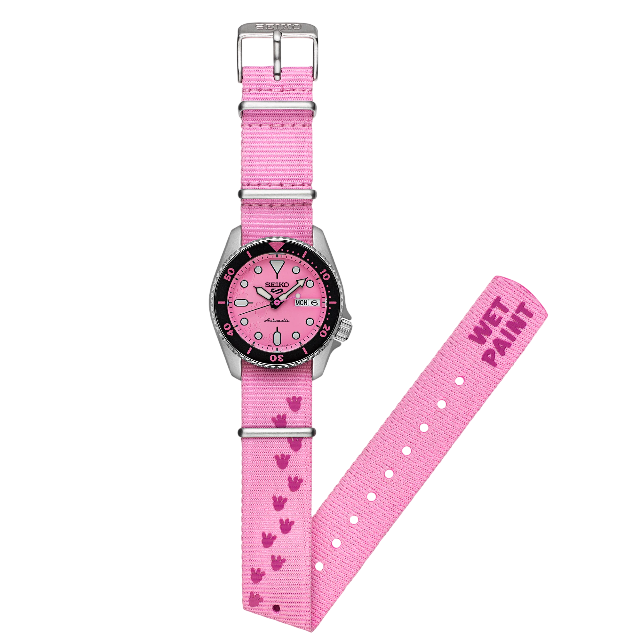 Seiko 5 Sports Pantera Cor-de-Rosa SRPM07K1 Edição Limitada