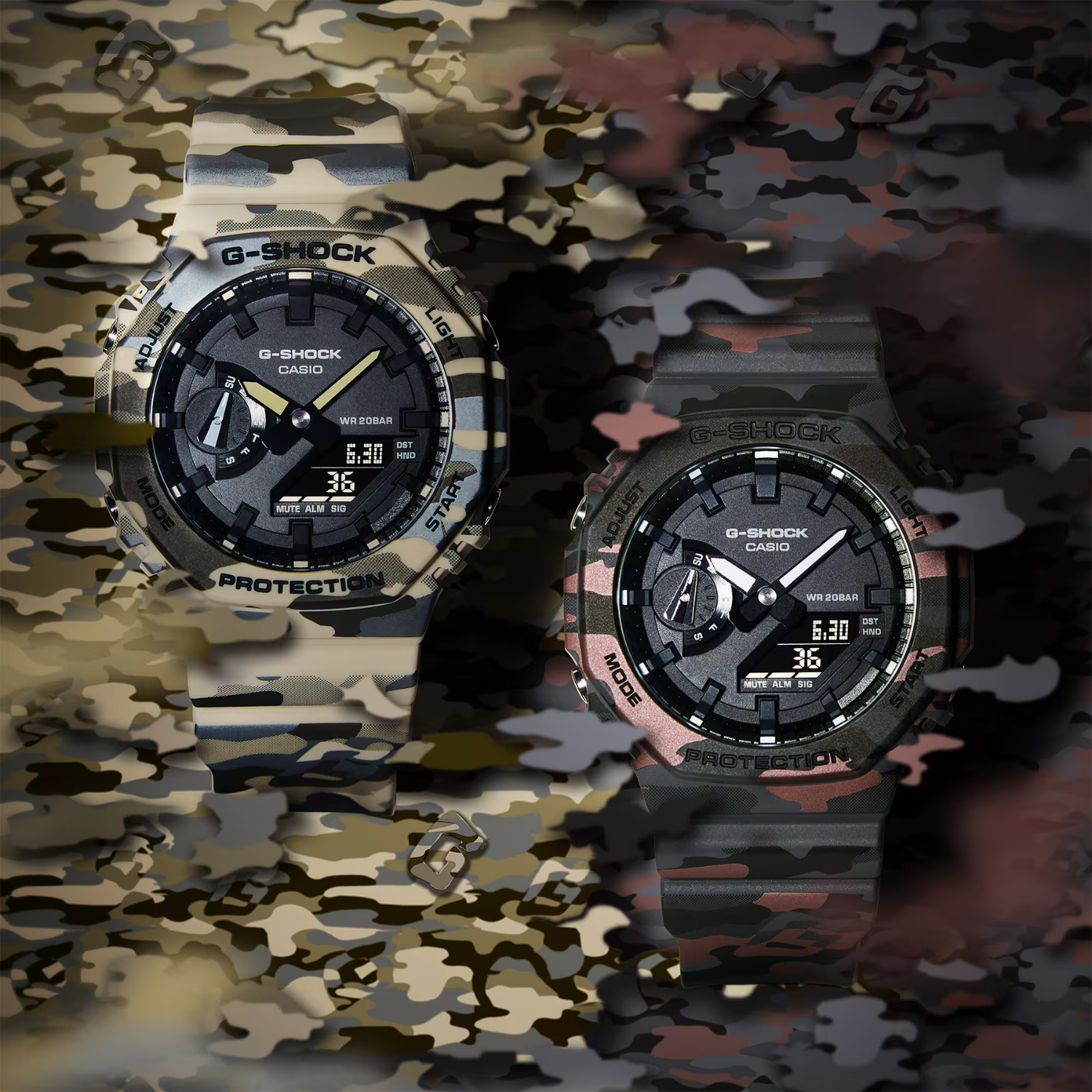 Relógio G-Shock GA-2100CM-5A Camuflado Octogonal Urbano