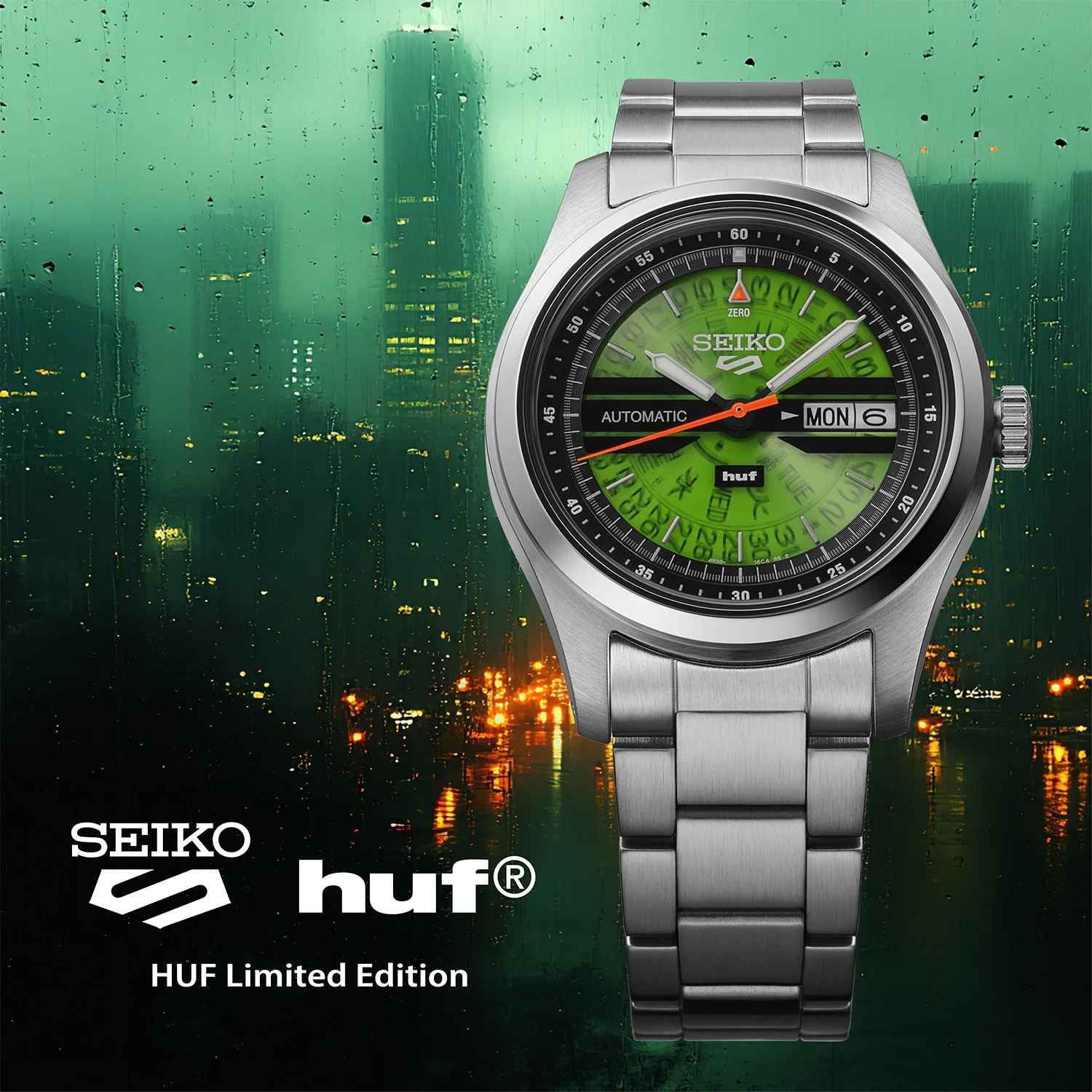 Seiko 5 Sports HUF SRPM09K1 Edição Especial Verde Transparente