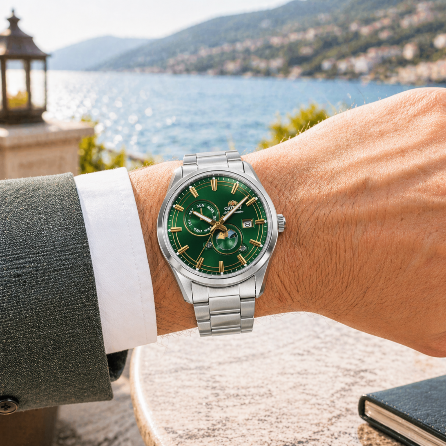 D*I様 AQUA CLOVER NEO SIO-330 オゾナイザー Orient Sun & Moon RA-AK0314E30B – Automático Safira Verde 41mm