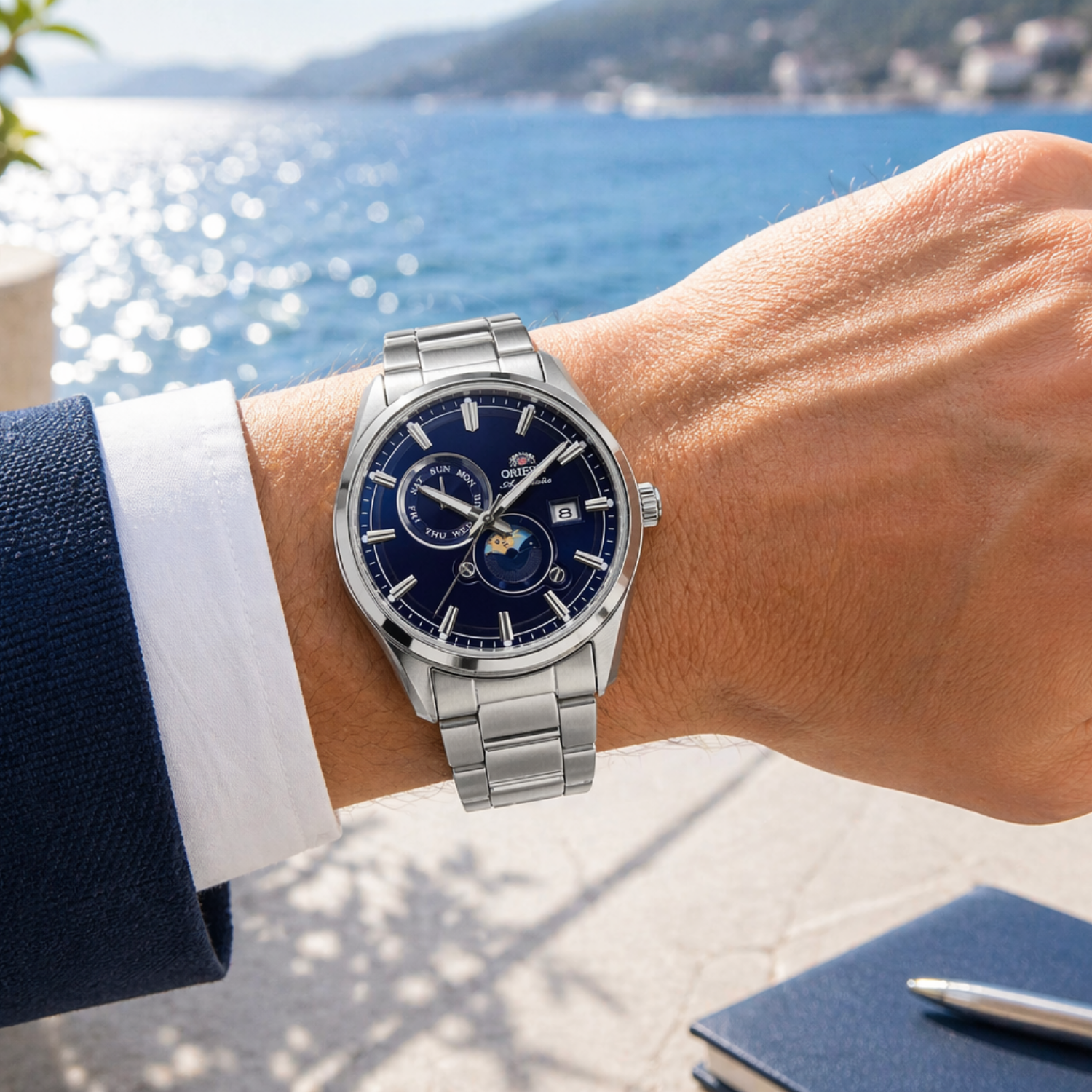 オオルドルアー Orient Sun & Moon RA-AK0315L30B – Automático Safira Azul 41mm