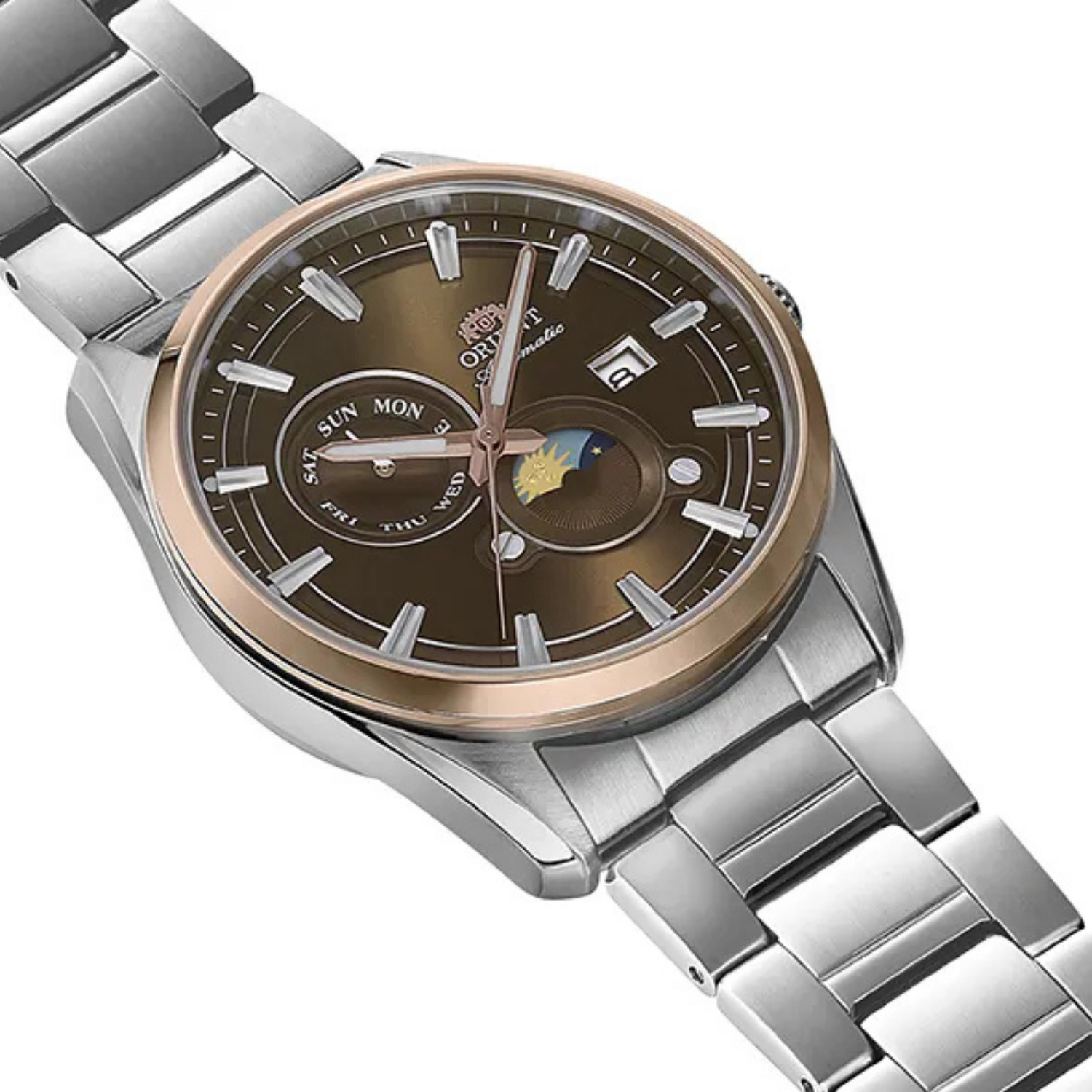 Orient Sun & Moon RA-AK0313Y30B – Automático Safira Marrom 41mm