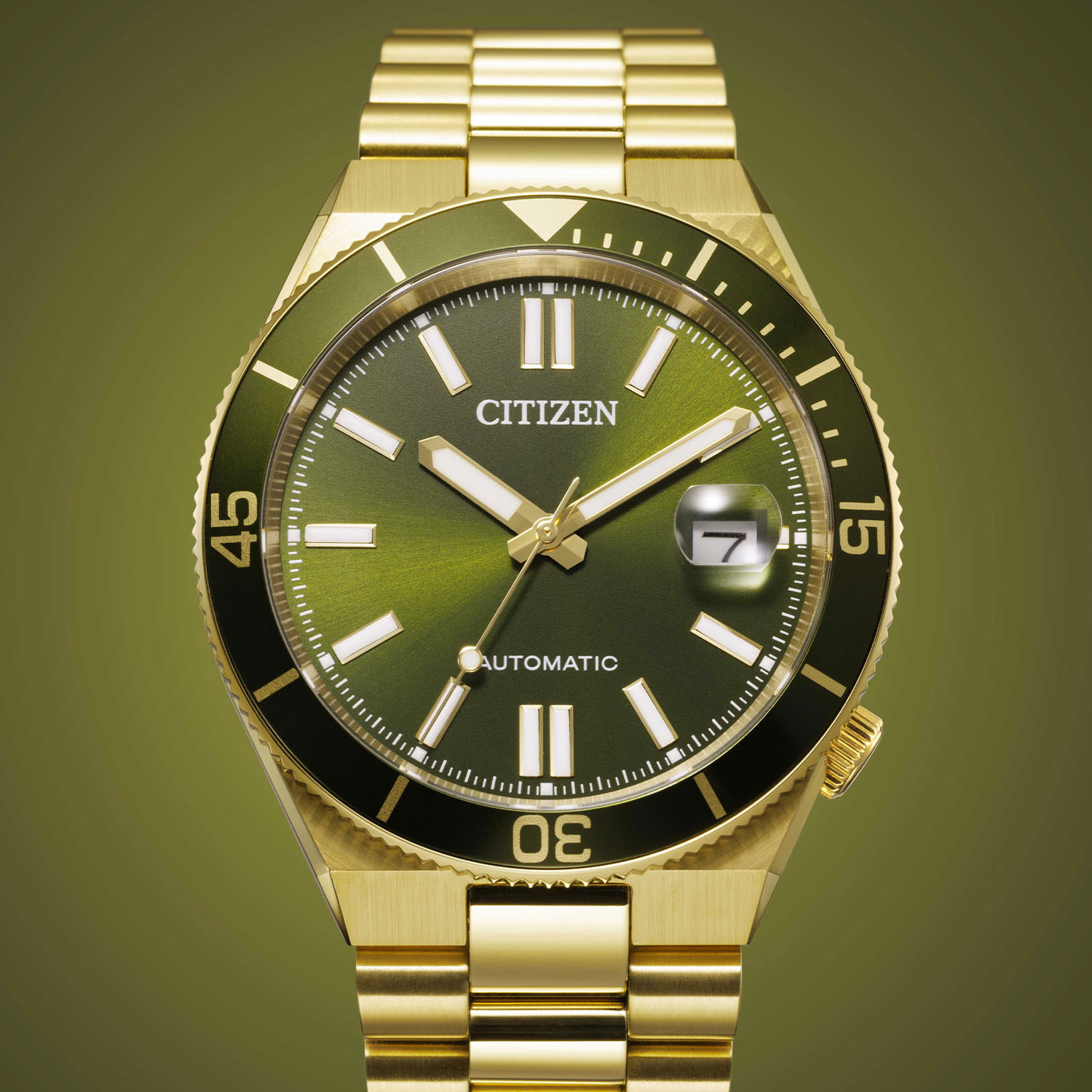 りお Relógio Citizen Tsuyosa Shore NJ0232-53X – Automático Verde 40 mm