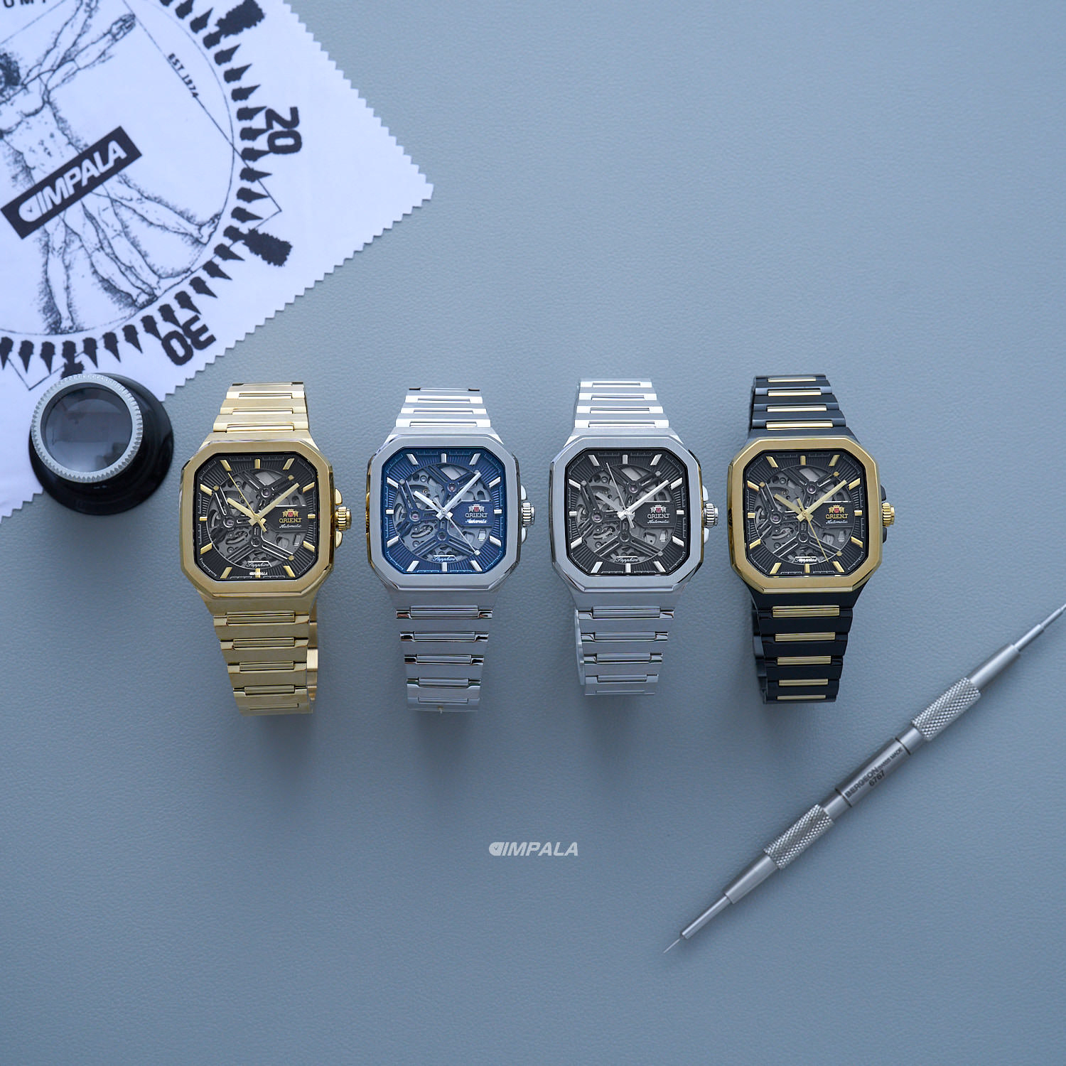 Relógio Orient Skeleton Automático NH7GG008-G1KX IP Gold