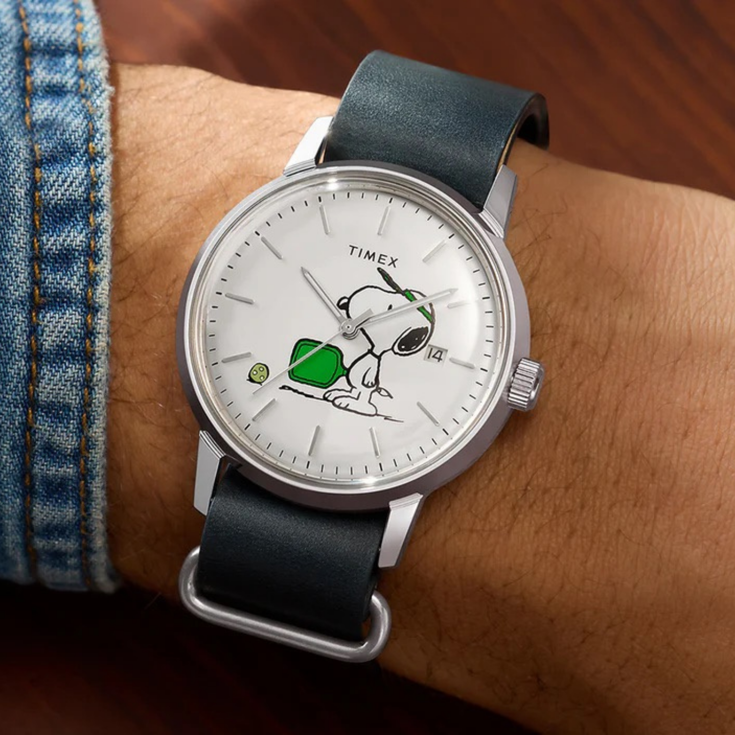 (VTG)50'sMARK TWAIN オンブレチェック レーヨン Relógio Timex Marlin Automatic Snoopy Pickleball TW2Y50500