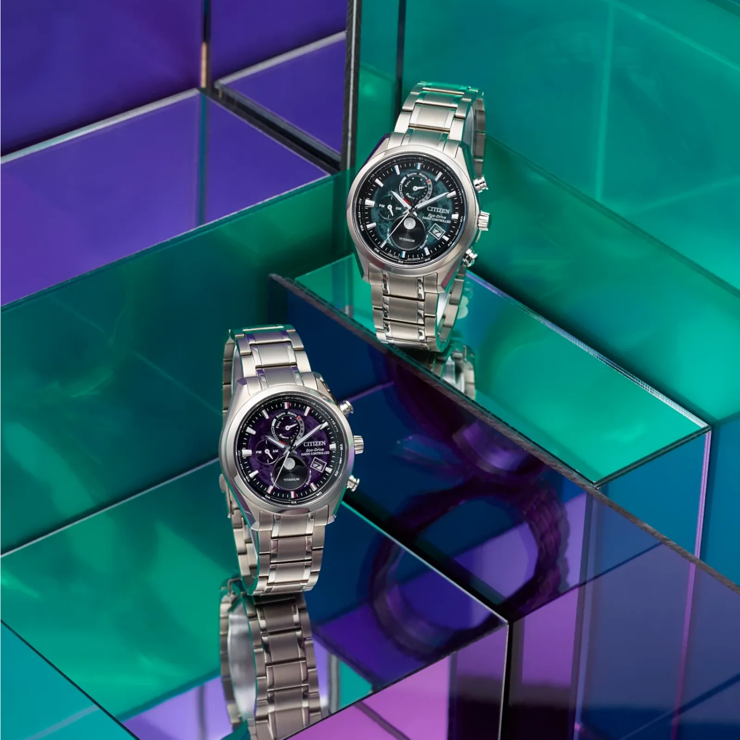 Yoa様 Relógio Citizen Tsuki-yomi Eco-Drive BY1010-81Z Titânio Safira