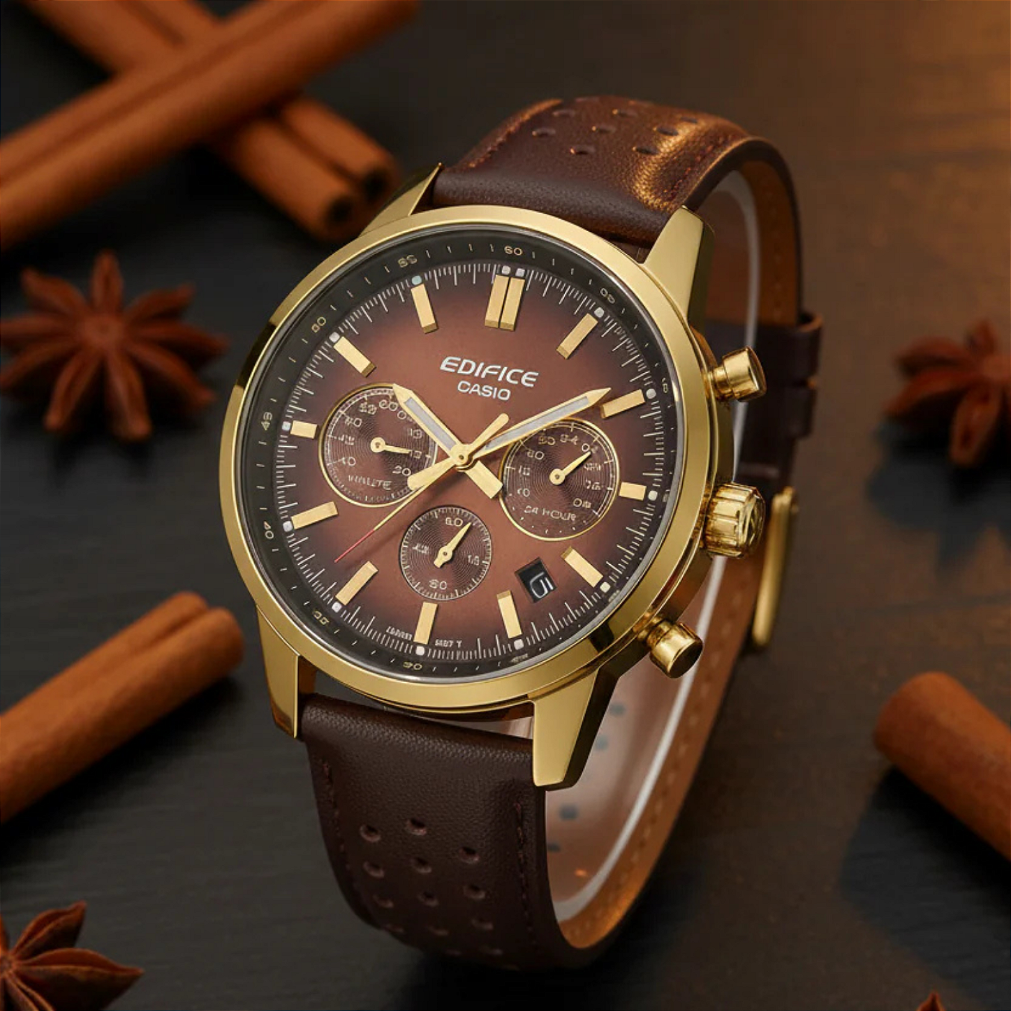 Relógio Casio Edifice EFR-575CL-5ADF Cronógrafo Couro - Relojoaria