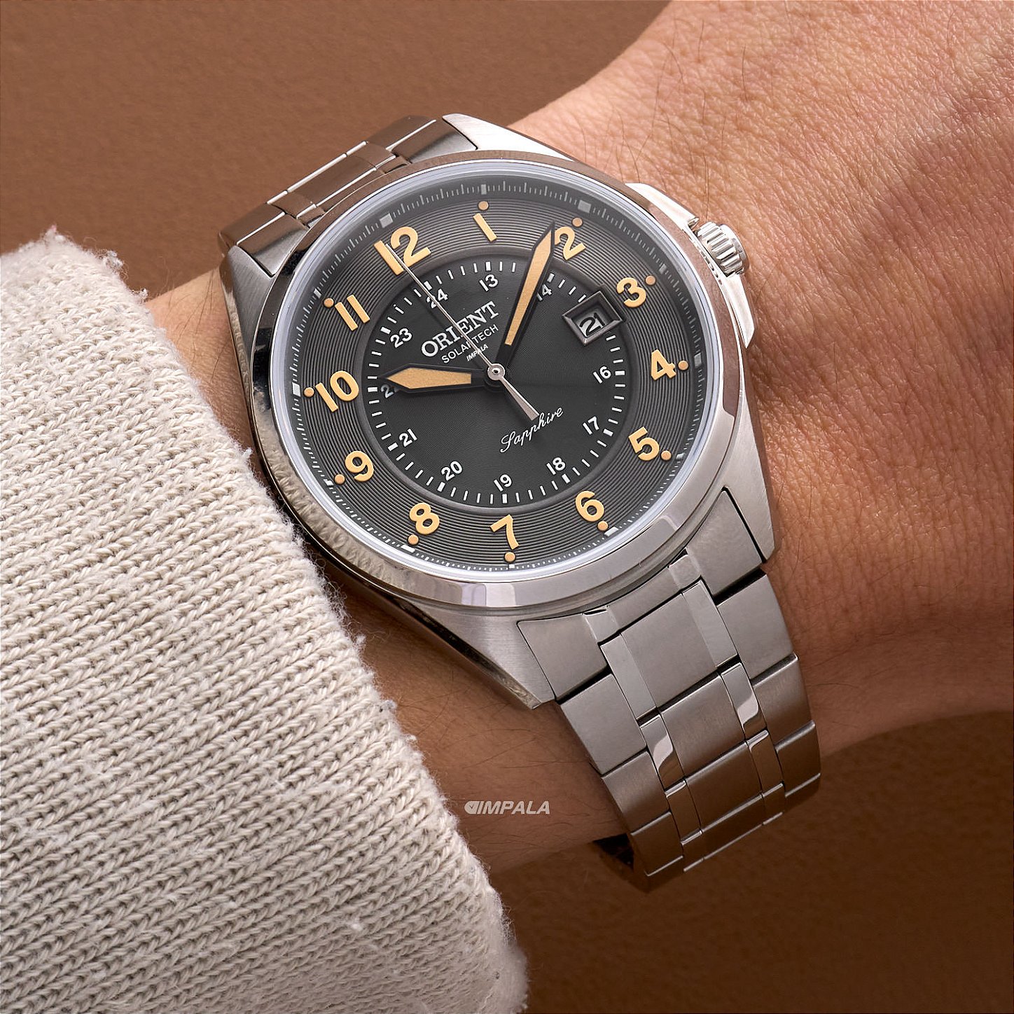 Relógio Orient Solartech MBSS1534-G2SX Field Watch Safira preto