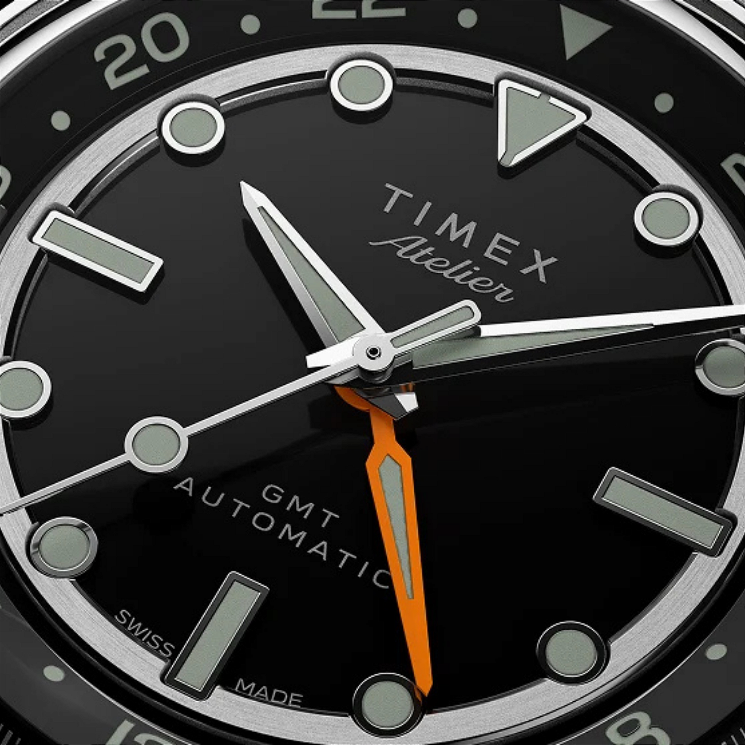 Relógio Timex Atelier GMT TW2Y72400M Automático Suíço Safira
