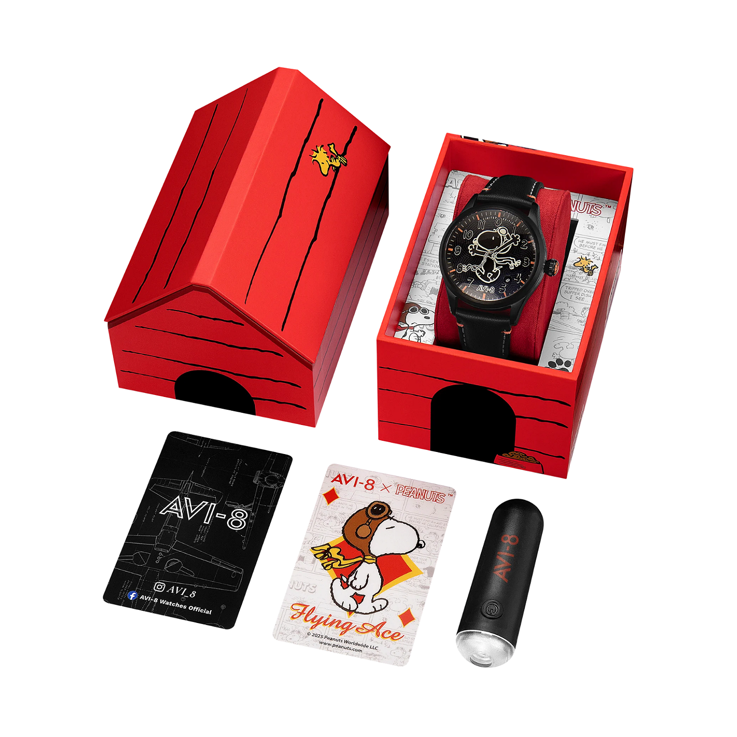 Relógio AVI-8 Flyboy Snoopy Flying Ace Obsidian Ace AV-4156-02