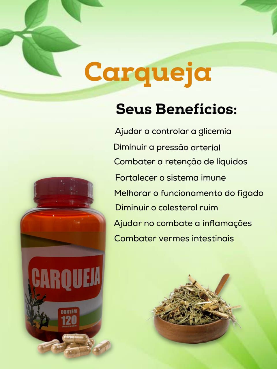 Kit 3 Carqueja 500mg 360 C ps Original Status Verde