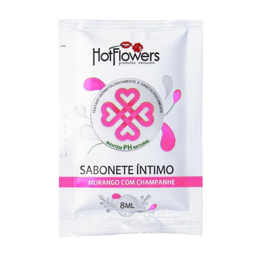 Sabonete Intimo Morango Com Champanhe Sachê 8ml Kit 500 Unid Distribuidora Hot Flowers 7067