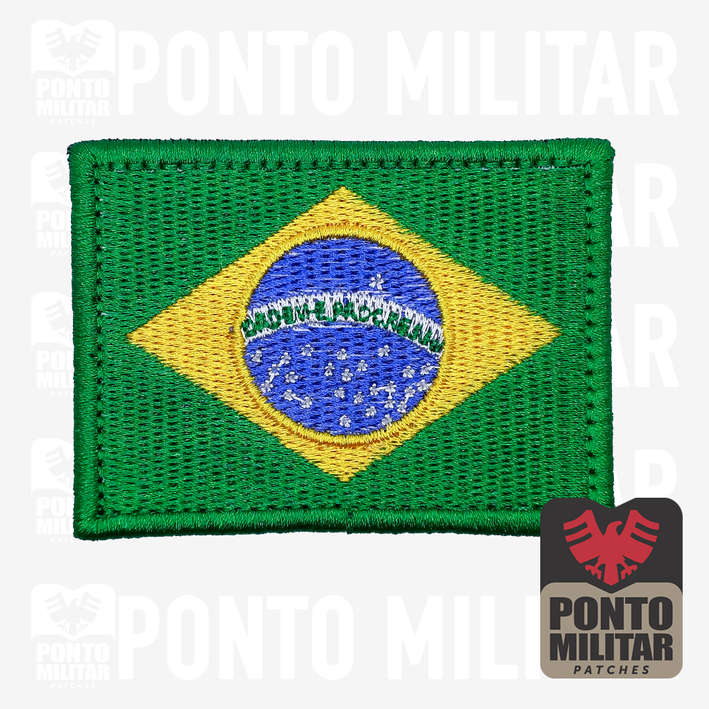 Bandeira Do Brasil Patch Bordado 7x5cm - Ponto Militar - Patches Militares  Emborrachado e Bordados