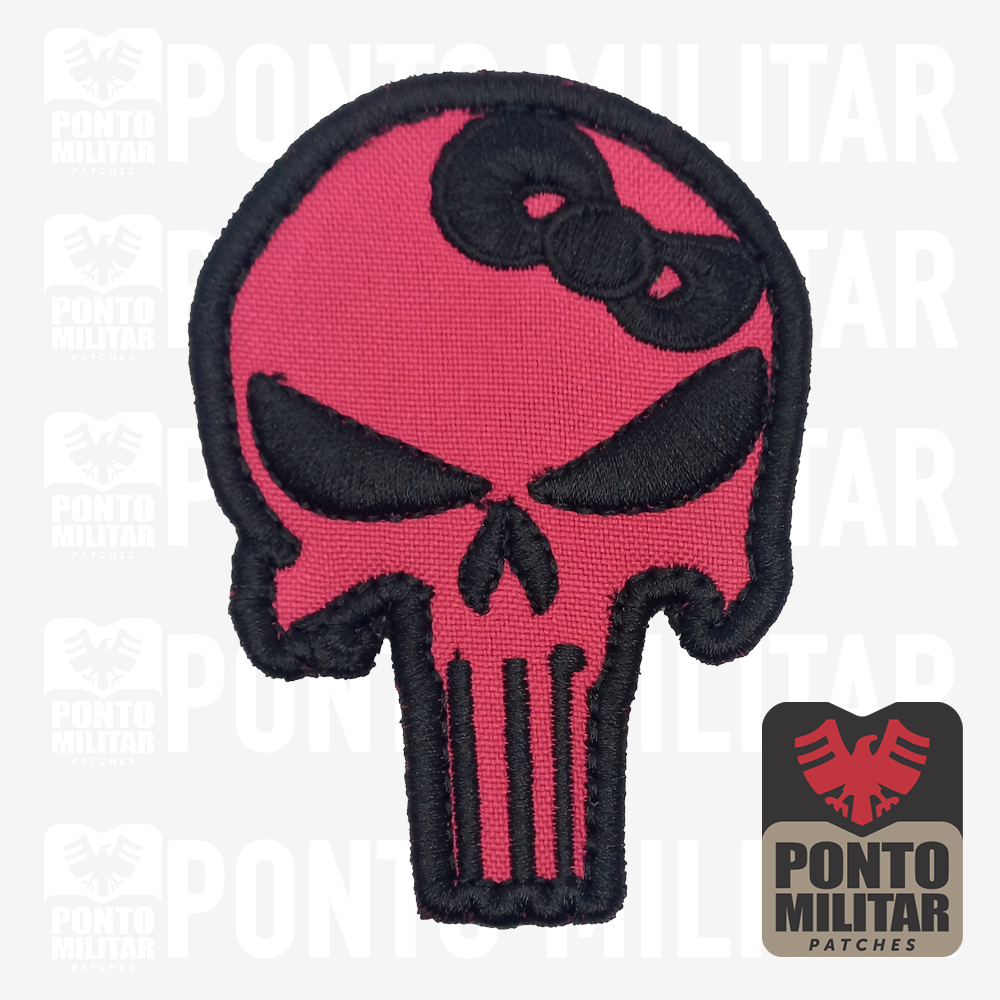 Caveira Justiceiro- Hello Kitty Patch Bordado - Ponto Militar - Patches  Militares Emborrachado e Bordados