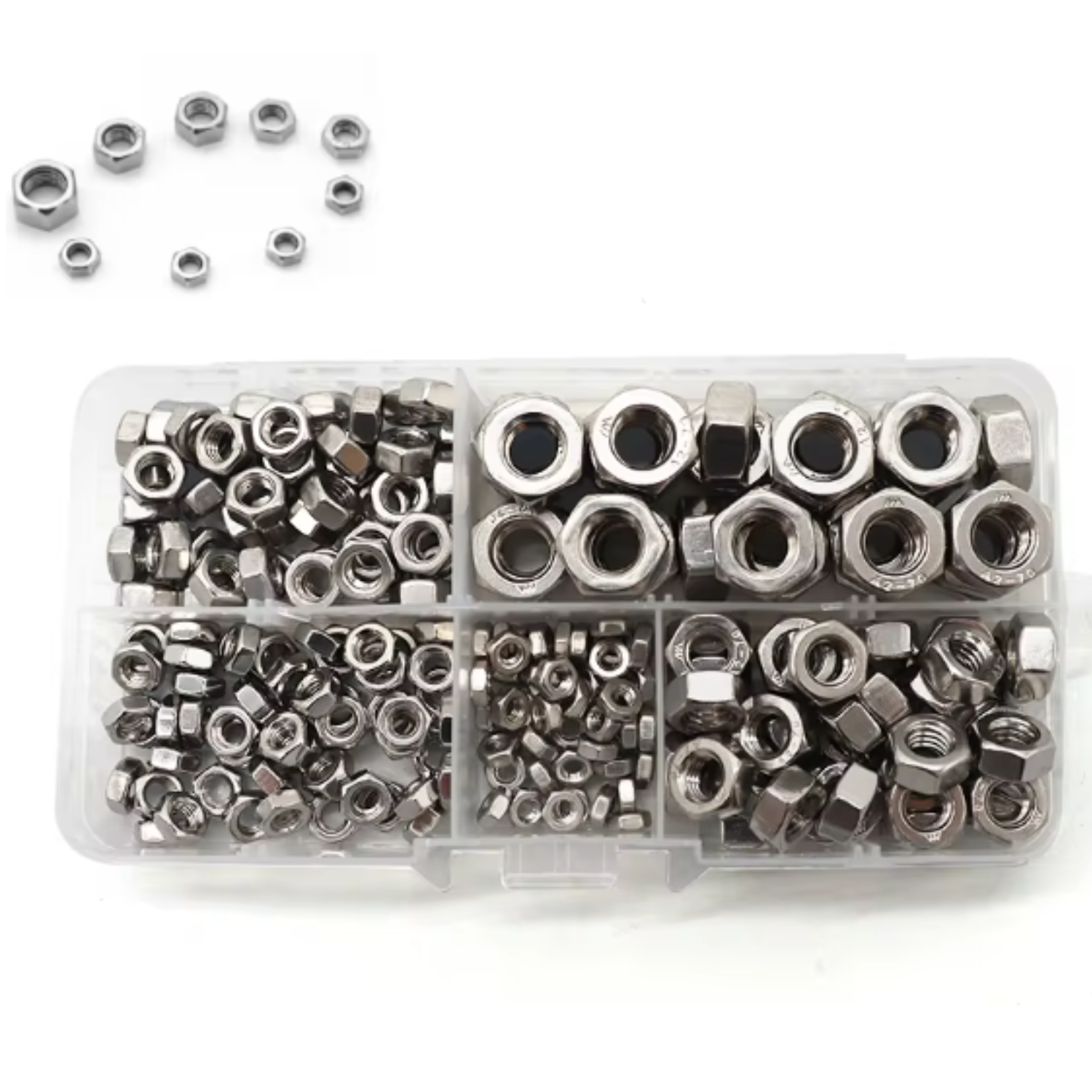 Bolt World - Kit 460 Dadi Autobloccanti Nyloc In Acciaio Inox A2 Assortiti M3 M4 M5 M6 M8