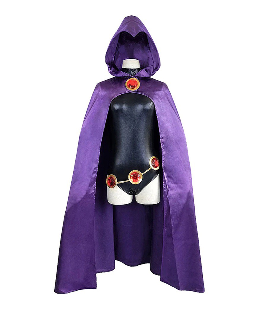 Capa Adulto Titans Ravena com Cinto Cosplay Fantasia Super-Herois