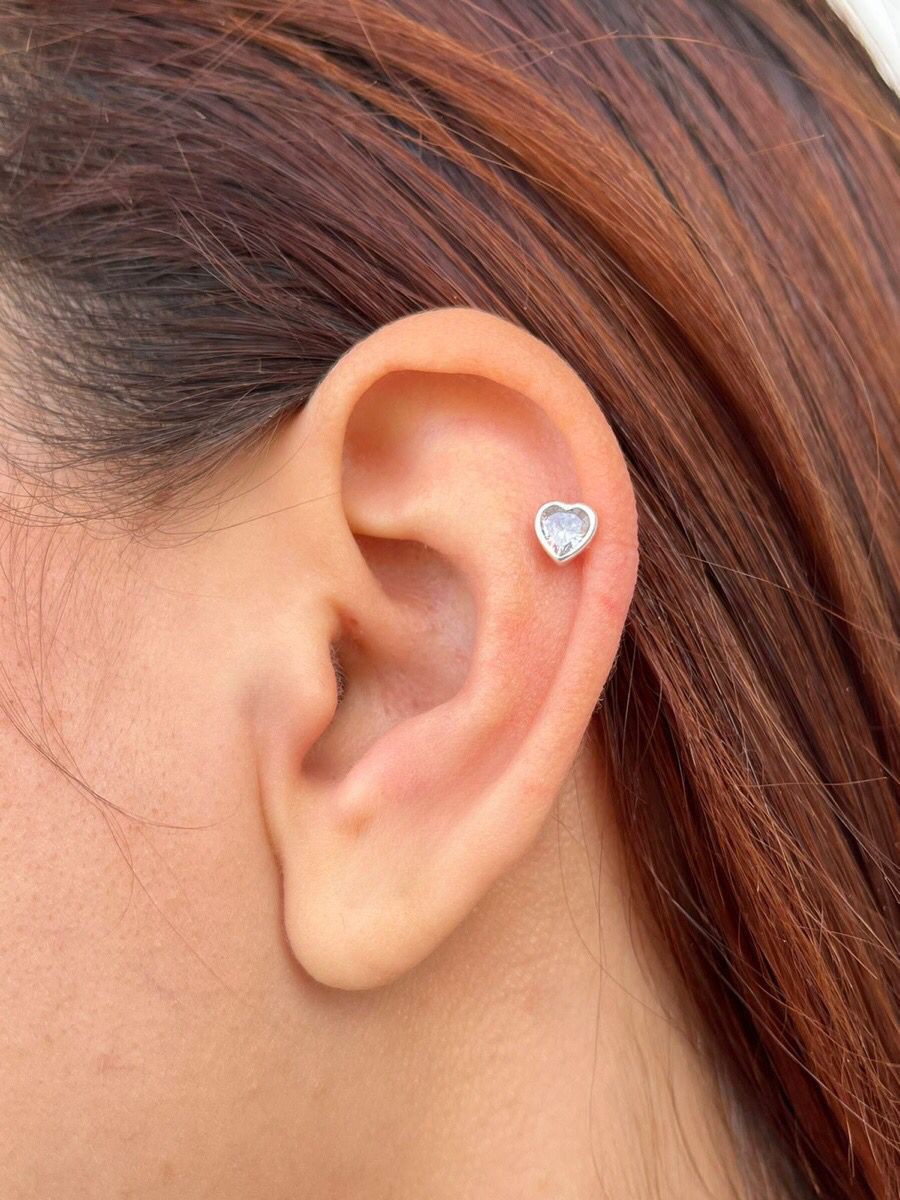 Piercing Tragus Zircônia Luz Prata 925 - Amoralora Prata 925