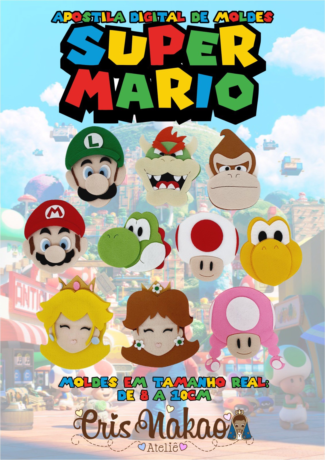 Kit com 15 unidades Jogo da Velha Mario Bros