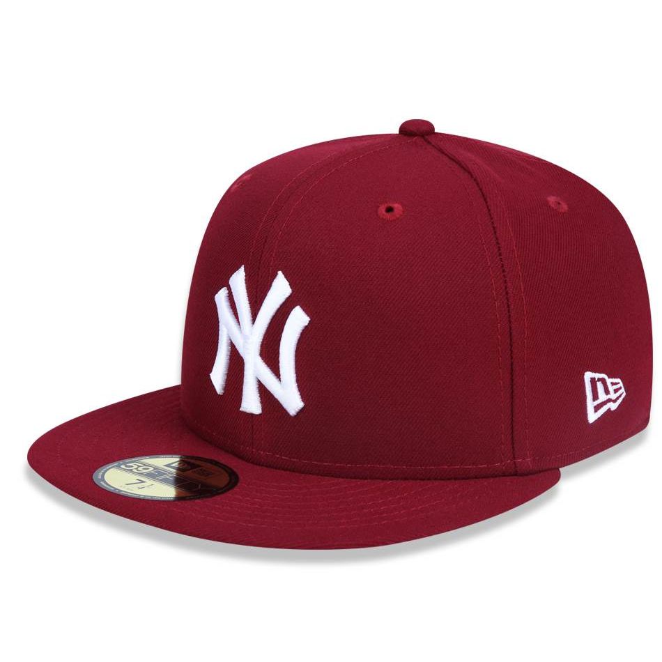 Boné New York Yankees 5950 White on Cardinal Fechado - New Era - FIRST DOWN  - Produtos Futebol Americano NFL