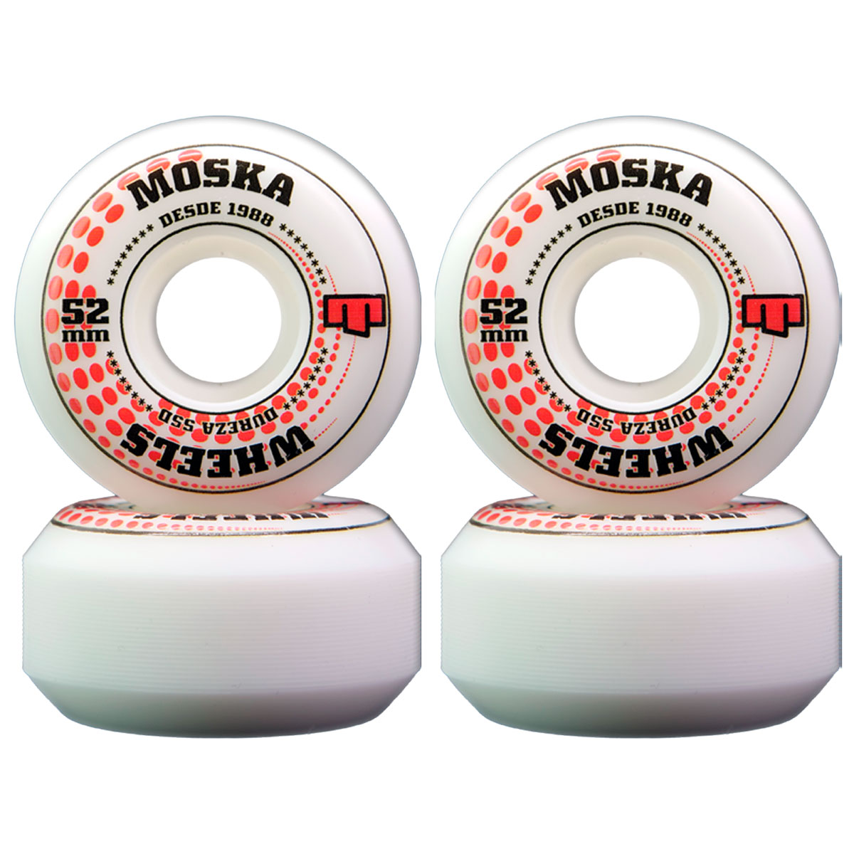 Rodas Moska Rock 52mm Dureza 53D Branca - Virtual Skate Shop | A