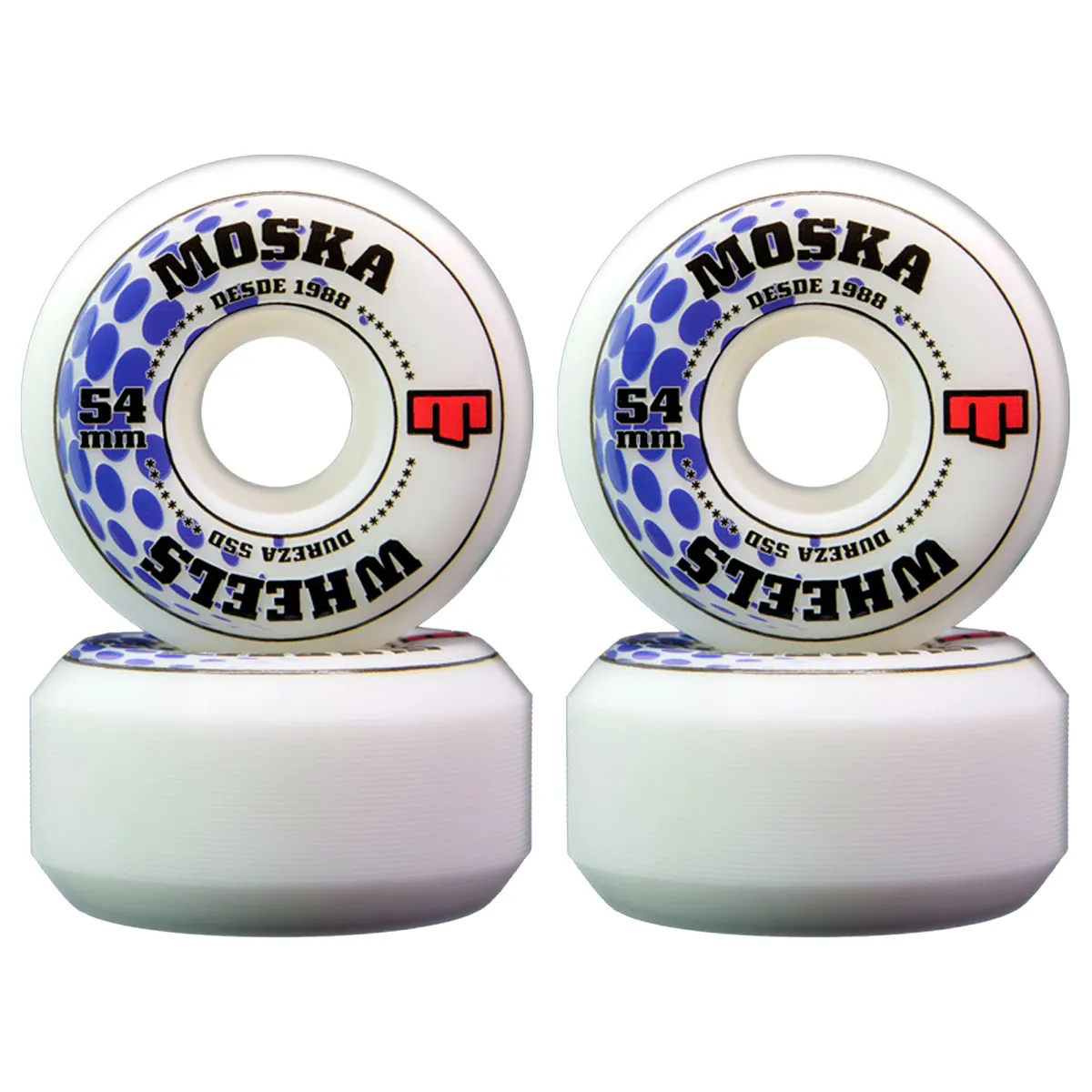 Rodas Moska Rock 54mm Dureza 53D Branca - Virtual Skate Shop | A