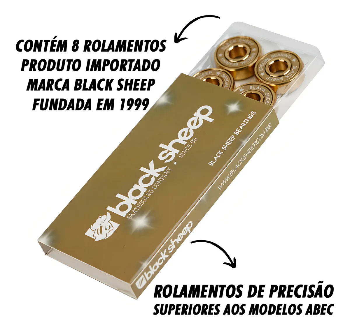 Roda Moska 53mm Rock + Rolamento Black Sheep Gold - Virtual Skate