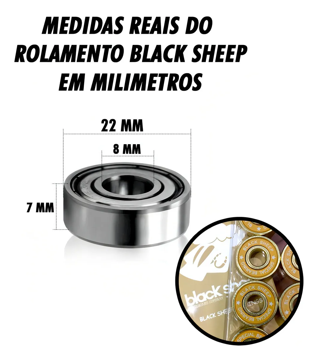 Roda Moska 55mm Rock + Rolamento Black Sheep Gold - Virtual Skate