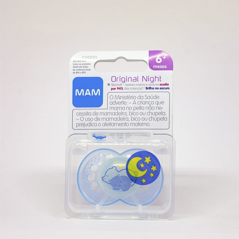 Istruzioni in Lingua Straniera MAM Day & Night Skin Soft Ciuccio in silicone 0 6 Boy, set da 6 pezzi, con 3 scatole per il trasporto sterilizzate