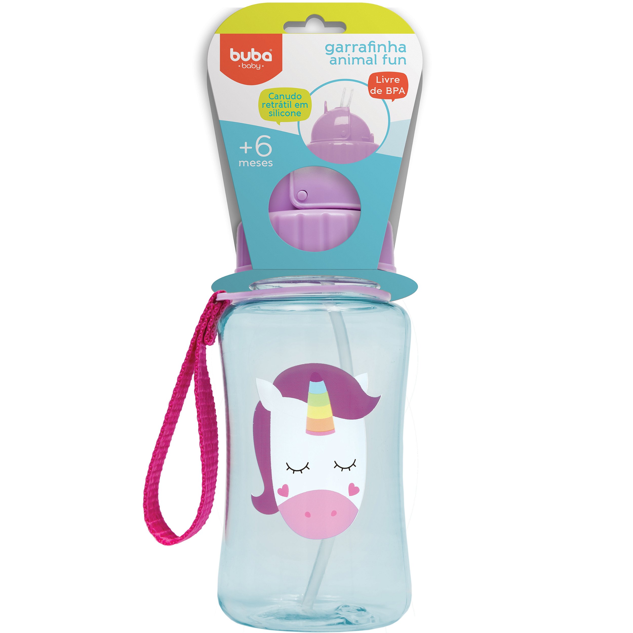 Garrafa com Canudo Animal Fun Unicórnio 350ML - Buba Baby - Maria ...