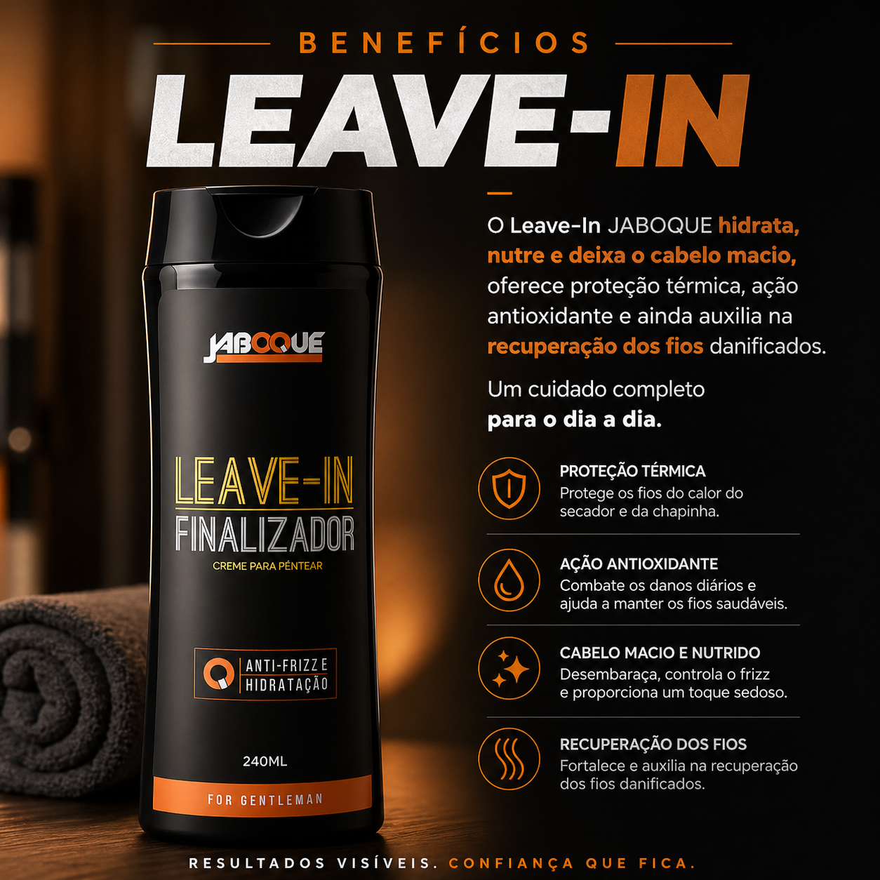 Kit 2 Leave-In Hidratante Anti-Frizz Cabelo Masculino Jaboque 240ml ...