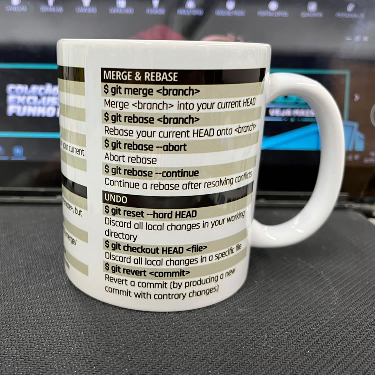 Caneca Git Commands Cheat Sheet branca - Caneca do Dev - Canecas e ...