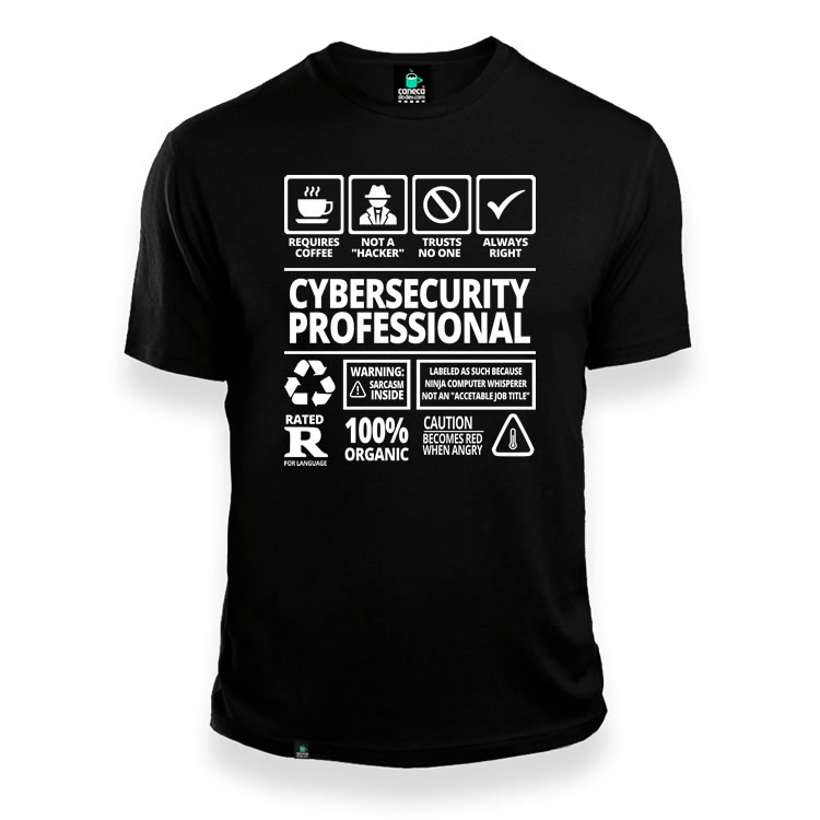Camisa Cybersecurity Professional preta DTF