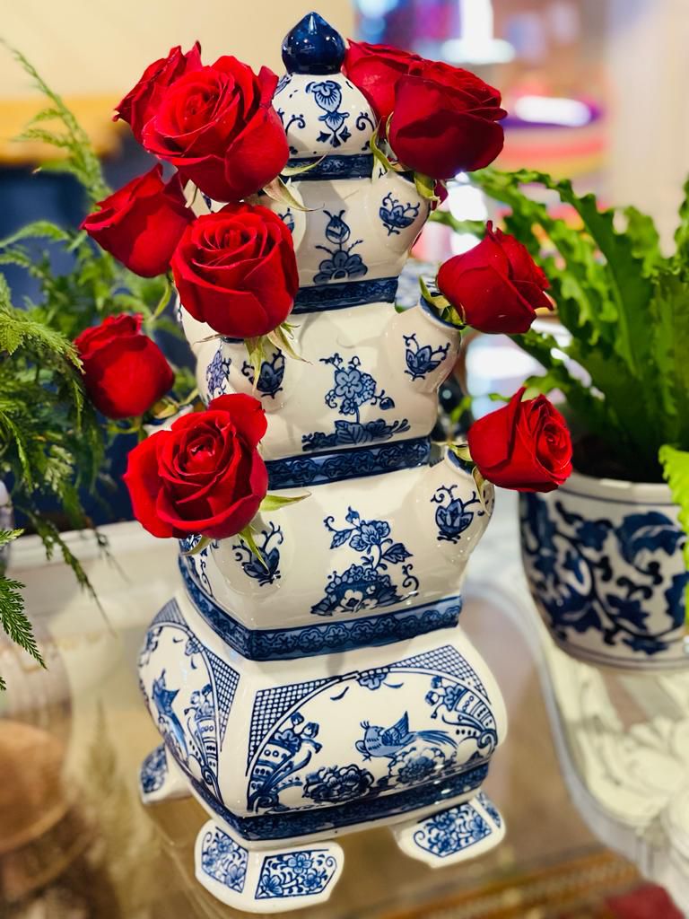 Vaso - Tulipeira - Porcelana - Azul e Branco - Marrocos For You | Decoração  e Vestuário - Étnico