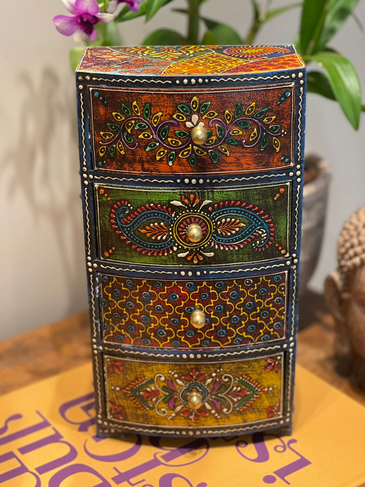 Mini Gaveteiro - Porta Joias - Madeira - 04 Compartimentos - Marrocos For  You | Decoração e Vestuário - Étnico