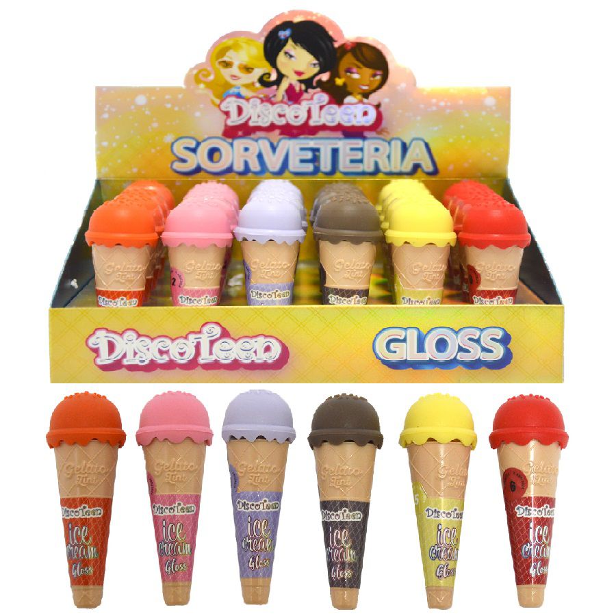 Discoteen - Lip Gloss Sorveteria - 24 Unid - Distribuidora JCF