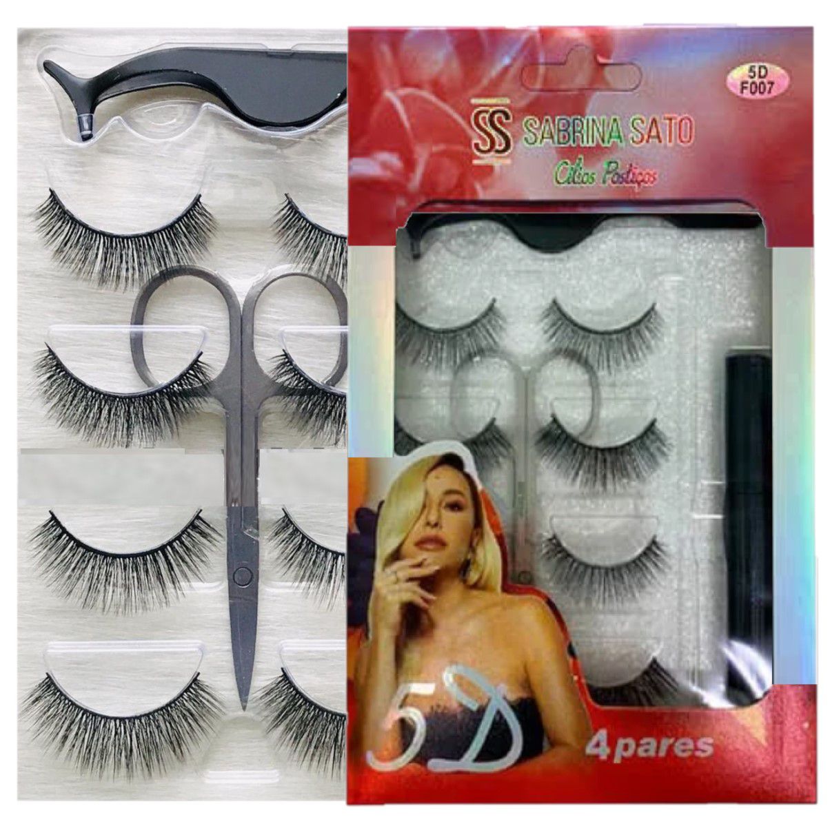 ☆s☆コスメ5個 12 Kit de Cilios Postiços 5D Sabrina Sato Atacado SS1835