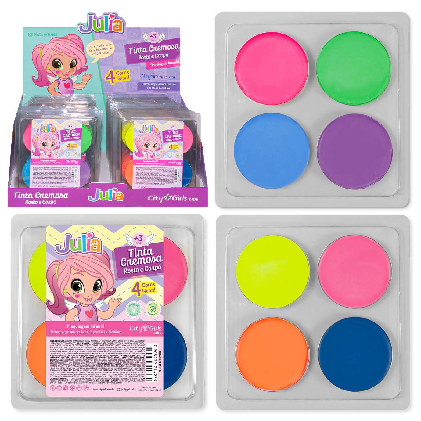 City Girls - Paleta de Sombras Maquiagem Infantil CGK033 - Box c