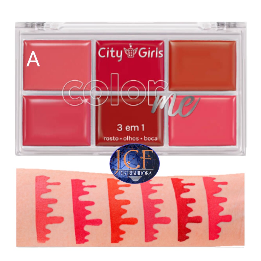 Paleta 3 em 1 Color Me City Girls Multi Funcional Atacado - 06 Unid ...