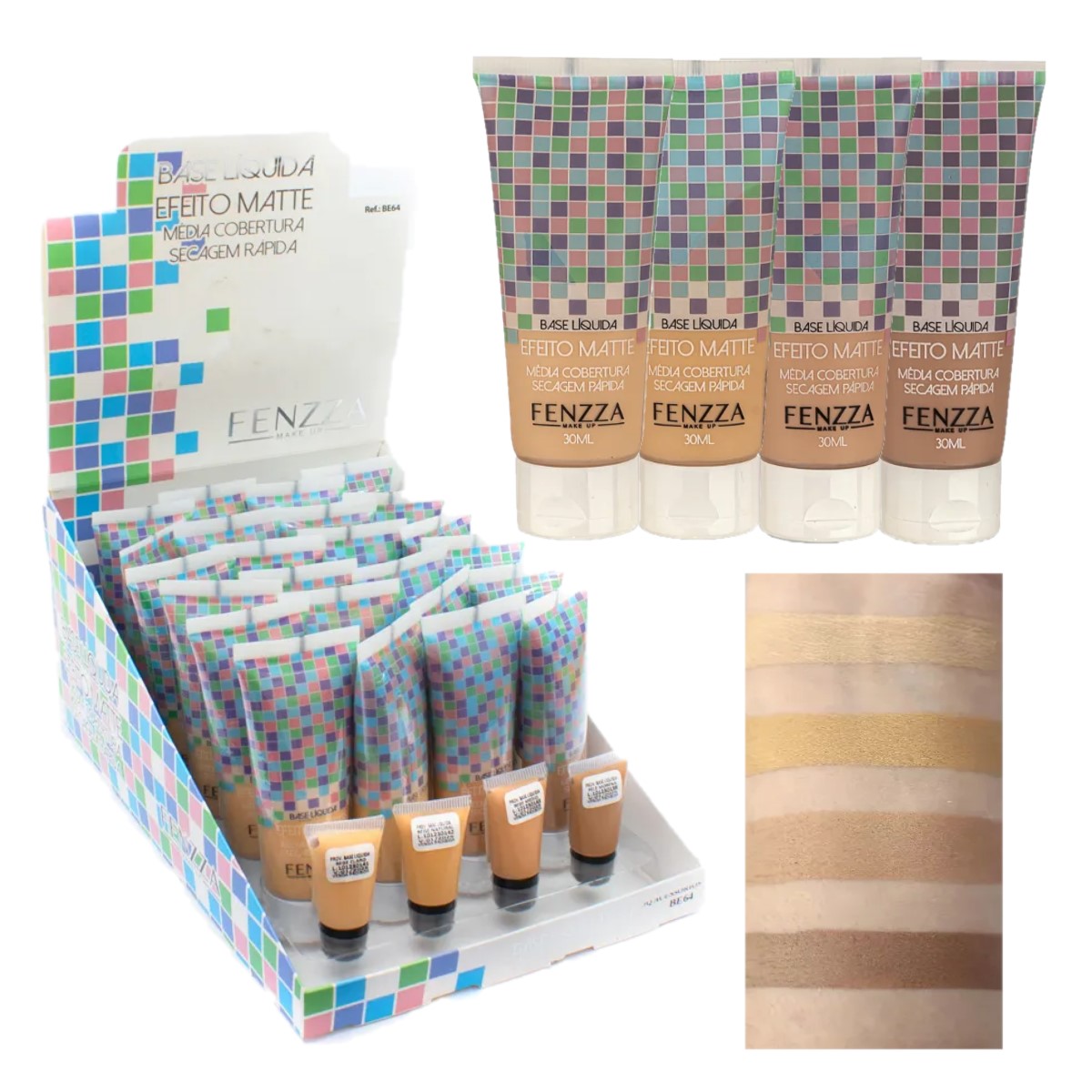 Fenzza - Base Matte Efeito Natural Cobertura - 12 UND