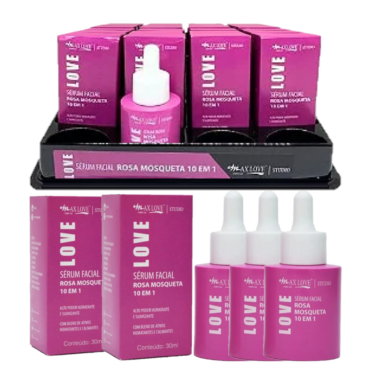 Max Love - Serum Facial Rosa Mosqueta 10 em 1 - Distribuidora JCF