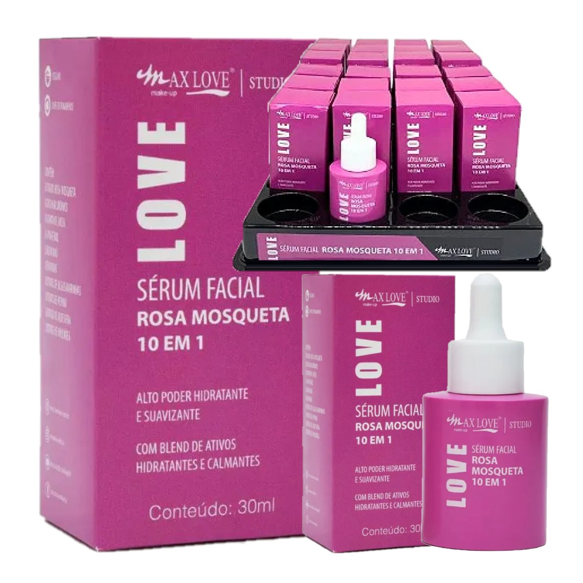 Max Love - Serum Facial Rosa Mosqueta 10 em 1 - 6 Und